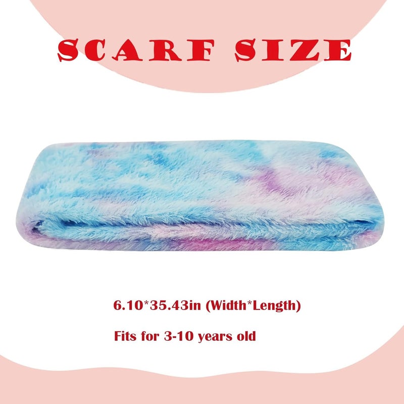 Piewag Kids Toddler Scarf Winter Rainbow Scarf Gradient Cross Tie Collar Fluffy Fur Plush Scarves Neck Warmer for Girls Boys - Image 3